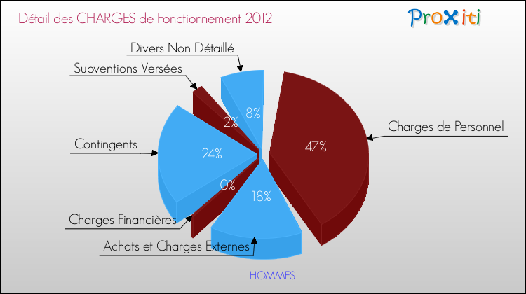 Décomposition des Charges de Fonctionnement 2012 de la commune de HOMMES Charges de Fonctionnement 2012 pour la commune de HOMMES