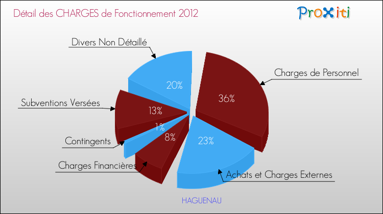 Décomposition des Charges de Fonctionnement 2012 de la commune de HAGUENAU Charges de Fonctionnement 2012 pour la commune de HAGUENAU