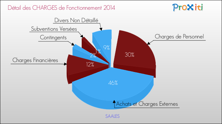 Décomposition des Charges de Fonctionnement 2014 de la commune de SAALES Charges de Fonctionnement 2014 pour la commune de SAALES