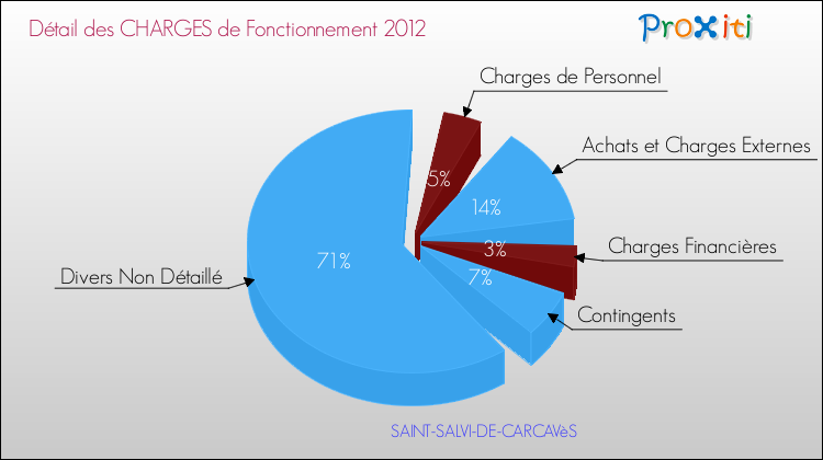 Décomposition des Charges de Fonctionnement 2012 de la commune de SAINT-SALVI-DE-CARCAVèS Charges de Fonctionnement 2012 pour la commune de SAINT-SALVI-DE-CARCAVèS